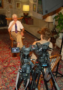An interview set-up for a Family Stories taping.