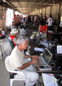 Editing material for the Red Cross at their base in Port au Prince, Haiti